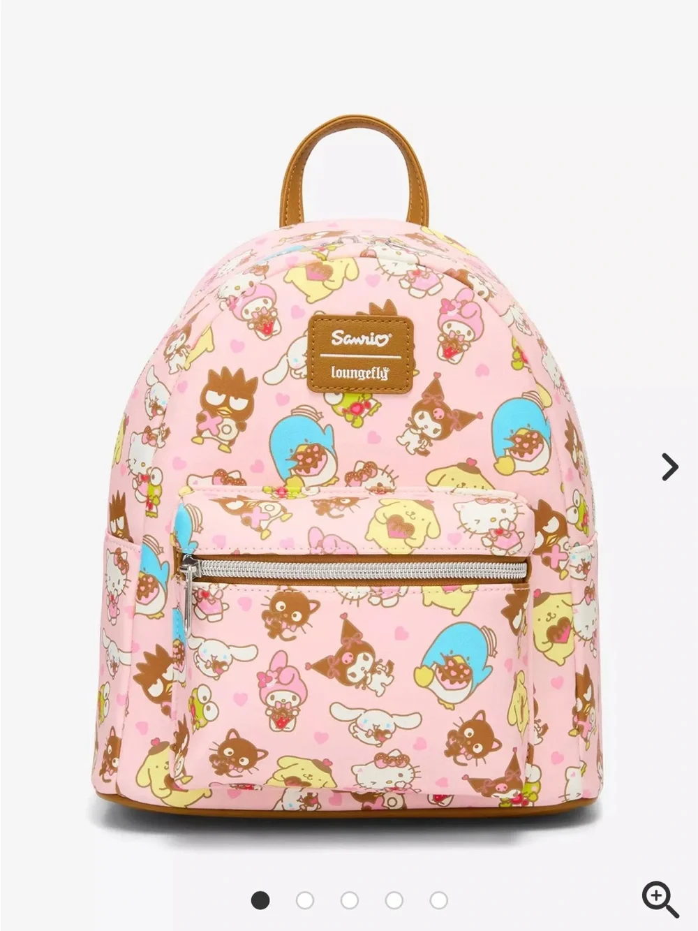 Loungefly Pink Sanrio Character Mini Backpack with Brown Trim